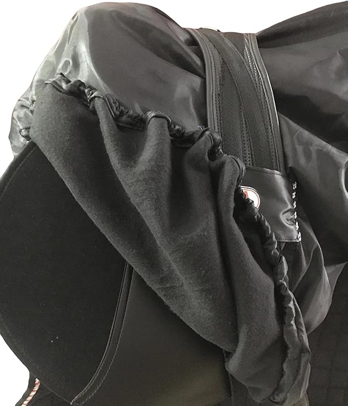 Majestic Ally Nylon Waterproof Fleece Lined Ride On English Saddle Cover-Multiple Color (Black)