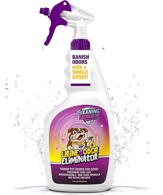 Pet Carpet Cleaner & Urine Odor Eliminator for Strong Odor - 32oz Enzyme Cleaning Spray for Cat & Dog Pee - Spot Cleaner for Carpet Upholstery, Marble, Tile, Wood - Carpet Deodorizer