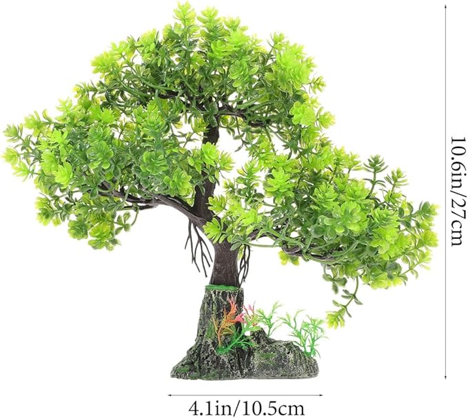 POPETPOP Artificial Aquarium Plant Plastic Water Plant Tree Fish Tank Bonsai Ornament Fish Tank Hideout Sushi Plate Decor for Aquarium Terrarium Landscape Green