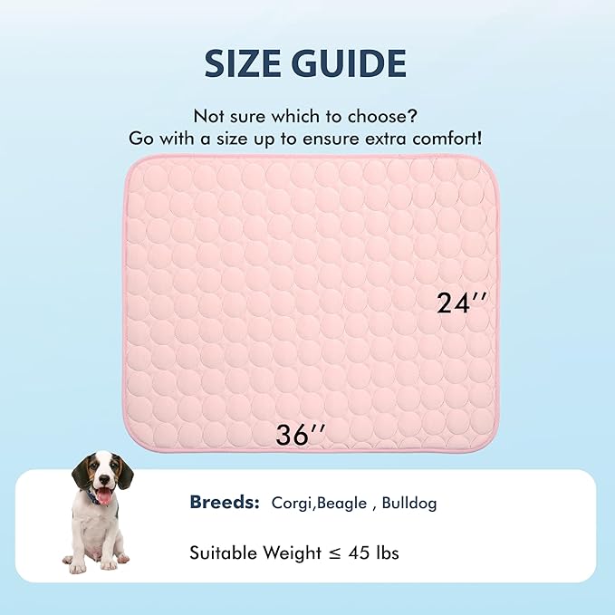 MICROCOSMOS Summer Cooling Mat & Sleeping Pad- Water Absorption Top, Materials Safe, Easy Carry, EZ Clean. Keep Cooling for Pets, Kids and Adults.(Pink, 36" x24")