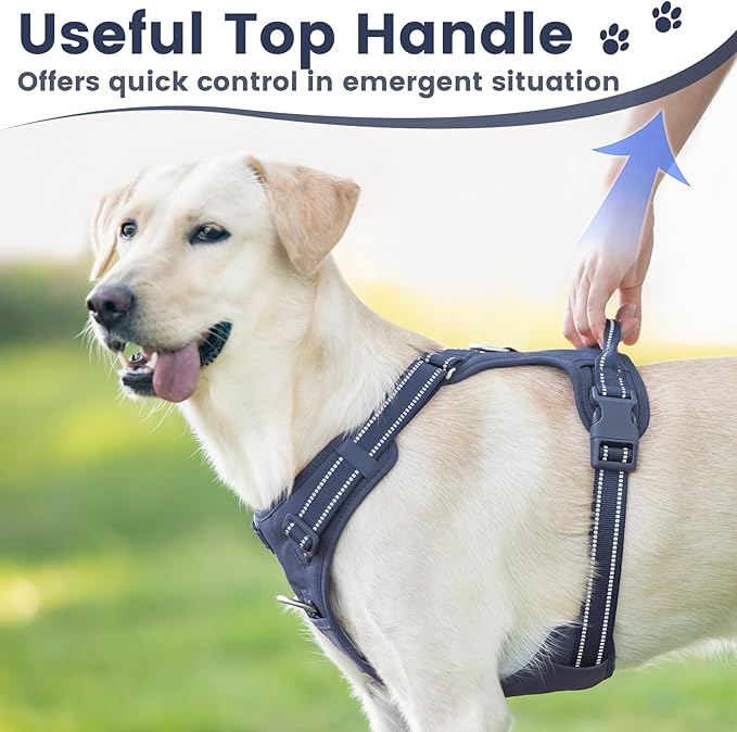 No Pull Dog Harness, Reflective Puppy Vest for Small Medium Large Sized Dog(Prussian Blue,XL)