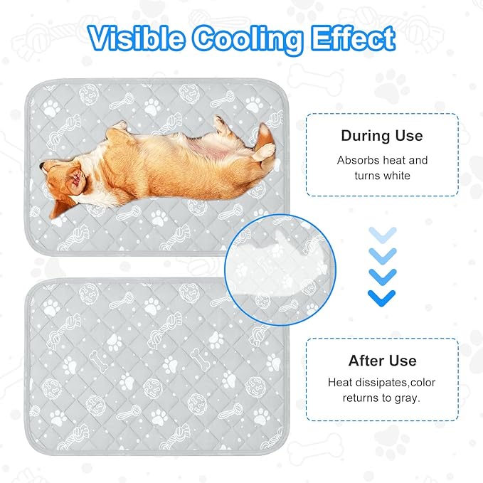 MH MYLUNE HOME Self Cooling Mat for Dog, 28”x39” Arc-Chill Cooling Fiber & Endothermic Color Changing Pet Cooling Pad, Foldable & Washable Non-Toxic Summer Pet Blanket