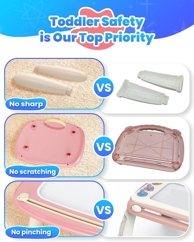 Magnetic Drawing Board, Toddler Girl Toys for 1-2 Year Old, Doodle Board Pad Learning and Educational Kids Toys for 1 2 3 Year Old Baby Girl Birthday Christmas GIF- Pink