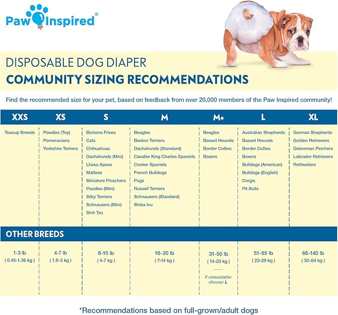 Paw Inspired Disposable Dog Diapers | Female Dog Diapers Ultra Protection | Diapers for Dogs in Heat, Excitable Urination, or Incontinence (12&144 Count) (X-Large (144 Count))