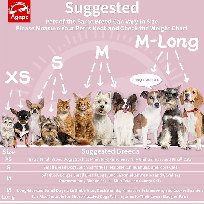 Agape Soft Dog Cone for Small Dogs & Cats, Comfy Dogs Recovery Collar After Surgery, Adjustable E Collar Alternative to Stop Licking, Protective Elizabethan Collars for Pup, Comfortable Dog Cones