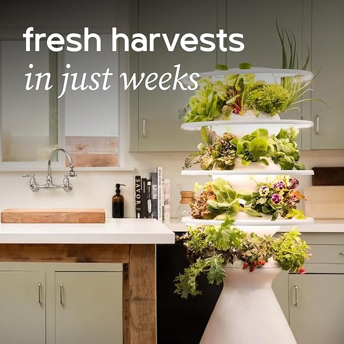 Farmstand Starter Kit with Glow Rings and 36 Seedling Credits | Large Hydroponic Growing System Kit | Vertical Garden Planter Tower | 6ft 7in Tall