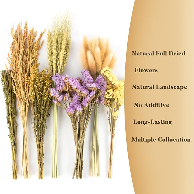 Sukh Nature Flower Herb Hamster Bedding Cage Enclosure Habitat Decor Mate Small Animal Natural Ear of Grain Sprays for Syrian Dwarf Hamsters Gerbils Rabbit Other Pets