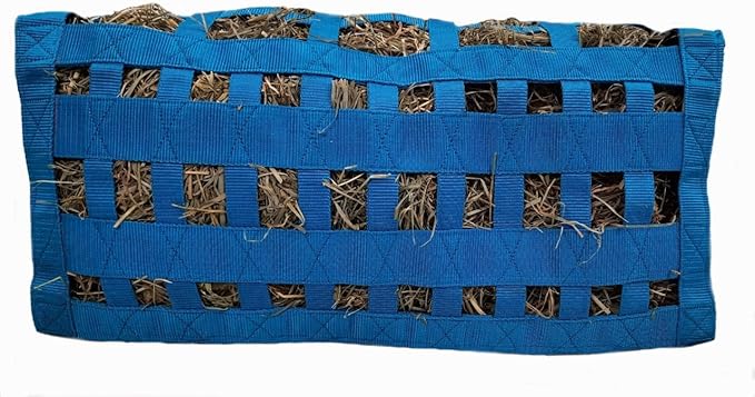 Supreme Slow Feed Top Load Hay Bag with Super Tough Bottom with 2" x3.5” Rectangular Openings and 6 Month Warranty (Purple Lime Green Trim)