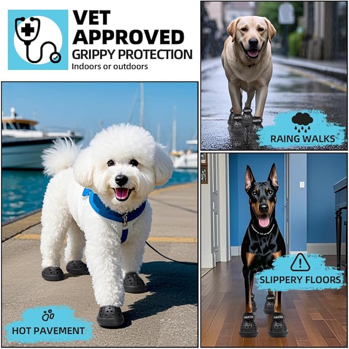 JZXOIVA Dog Shoes for Hot Pavement, Dog Booties for Large Dogs, Breathable Dog Boots & Paw Protectors, Adjustable Non-Slip Dog Rain Booties, Waterproof Pets Sandals for Beach Green Size 10