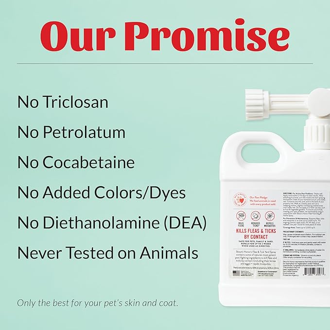 Skout's Honor Flea and Tick Yard Spray - Natural Peppermint & Cedarwood Formula, Helps to Protect from and Against Fleas, Ticks and Mosquitos, Covers upt o 5,000 Sq F, 32 oz.