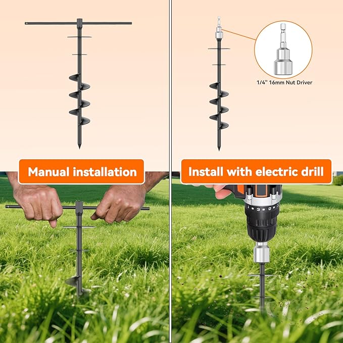 Heavy Duty 30FT Dog Tie Out Cable and Stake，360°Swivel Screw in Spike Auger Ground Stake Anchors for Large Medium Medium up to 220 lbs，Dog Outside Lead Cable for Yard, Lawn Beach, Camping