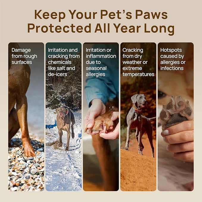 HICC PET Dog Paw Balm 0.53 oz for Dogs & Cats, Soothing Paw Balm Dogs Lick Safe, Moisturizing and Healing Dry Cracked Paws Cat Paw Balm, All-Natural Paw Wax for Dogs, Improves Rough Paws Relieves Odor