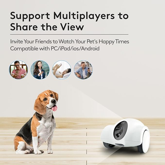 Pet Cameras with Phone App 15 Days Long Standby Pet Robot for Dog Treat Dispenser Feeder 1080P Full HD Dog Robot Camera 360°Move Freely 2-Way Audio (2.4G WiFi ONLY, No Bluetooth)