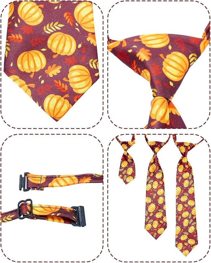 PET SHOW 10 Pack Thanksgiving Dog Ties Neckties for Large Medium Dogs Adjustable Holiday Grooming Accessories Neck Ties Bowties Girl Boy Pets Festival Costumes Puppy Party Gift Favor(Medium)