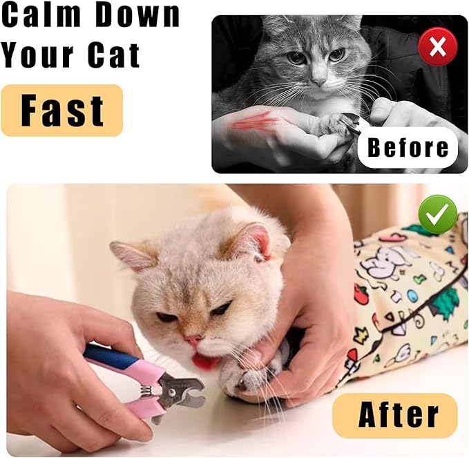 35.4" Cat Grooming Wrap,Self-Adherent Cat Wrap for Cutting Nails,Anti-Escape Cat Swaddle Wrap,Multifunctional Anti-Scratch Cat Restraint Wrap for Medicine,Nail Clipping,Ear Cleaning(Within 22lbs)