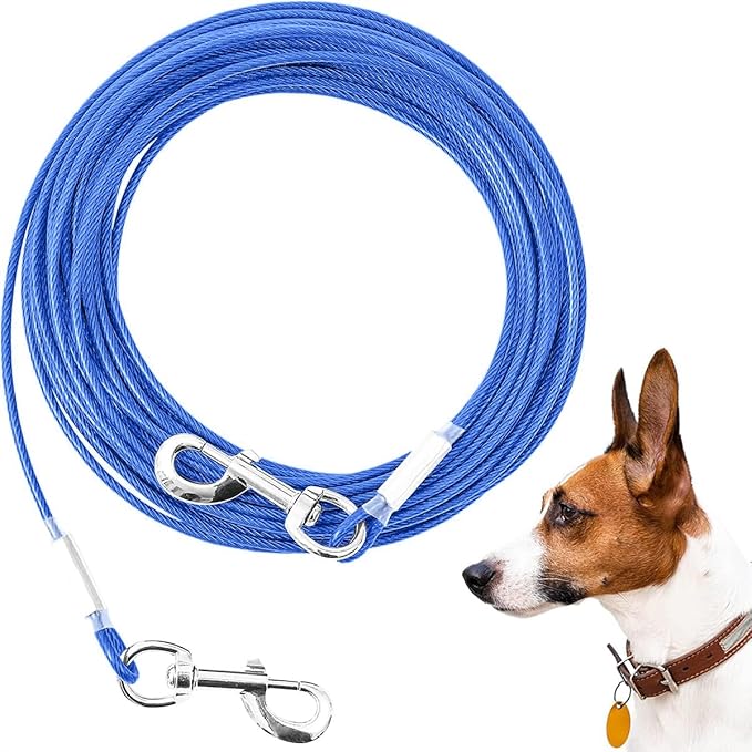 Tie Out Cable for Dogs,100FT Dog Leads,Heavy Duty Tie Out Cable for Large Dogs Up to 125lbs,Durable Dog Runner Tether Line for Outdoor,Yard