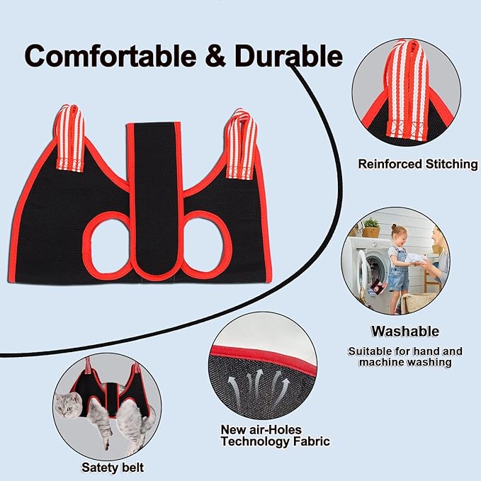 Cat Grooming Hammock Harness for Small Dogs,Pet Hammock Restraint Bag,Dog Grooming Sling for Trimming Nail and Ear/Eye Care(XS Size,6.5")