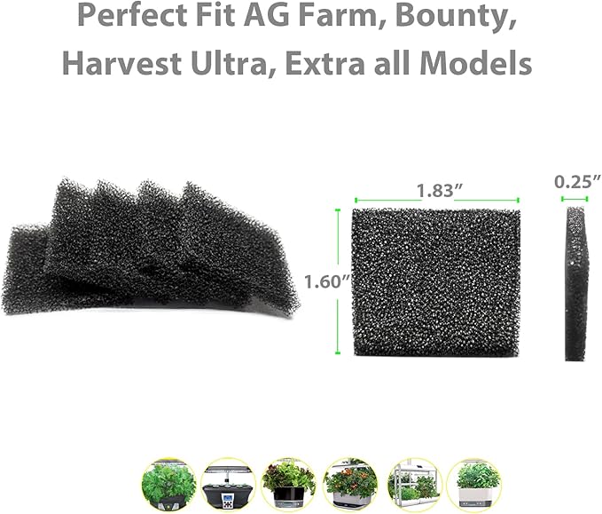 24-Pack Pump Filter Sponge Compatible with AG Garden Harvest, Bounty, Farm, Extra, Ultra All Models, Replacement Pump Filter Accessories