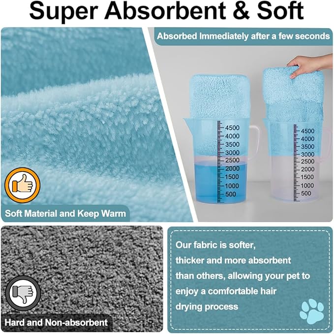 KOOGALSmall to Medium Size Dog Bathrobe, Quick Drying Super Absorbent Used for After Bathing, Warm Dog Towels, Adjustable Hoodies and Belts for Pet Dogs Bath Clothes Products(Blue, L)