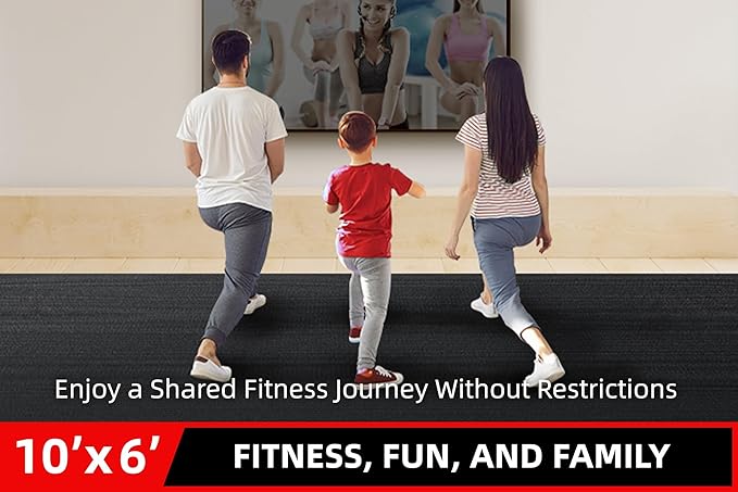 Large Exercise Mat for Home Workout,12‘x6’/10'x6'/9'x6'/8'x6'/7'x5'/6'x4' (7mm) Extra Thick Workout Mat, High-Density Gym Mat for Cardio, Jump Rope, MMA, Weights (Shoe-Friendly)