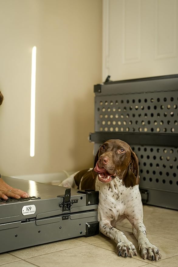 Heavy Duty Fully Collapsible Powder-Coated Aluminum Dog Crate - Medium (Gray)