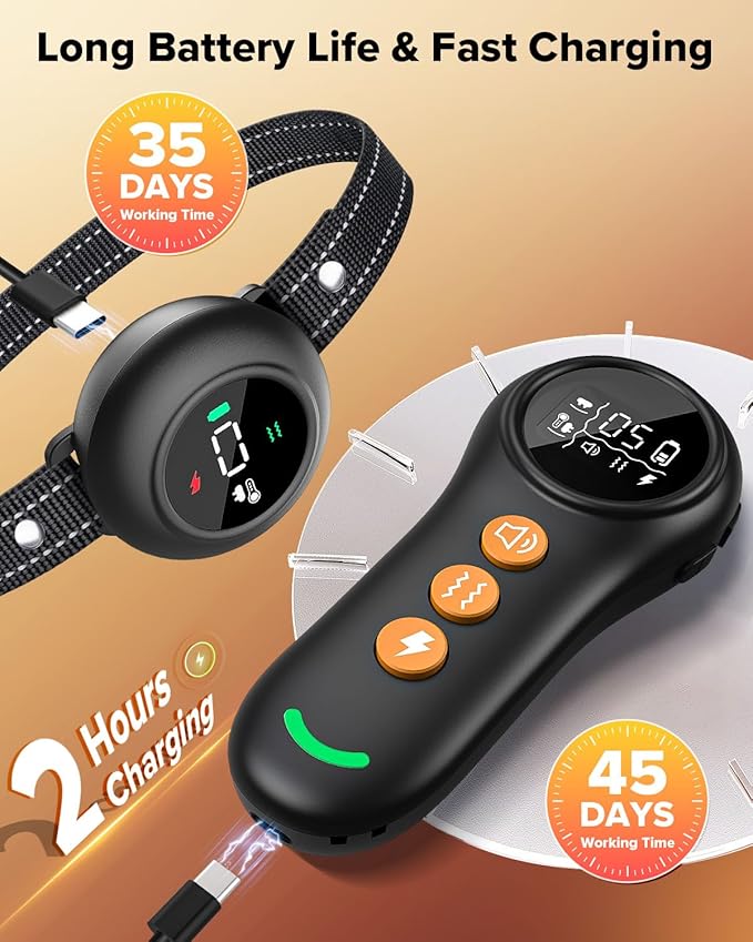 XDX 2-in-1 Dog Shock Collar & Bark Collar – 3300FT Dog Training Collar with Remote, Automatic Anti-Barking, 5 Adjustable Sensitivity Levels, IP67 Waterproof E-Collar for Small Medium Large Dogs