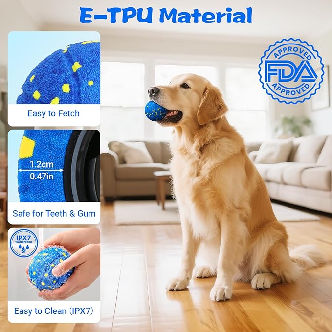 Smart Dog Ball Interactive Dog Toy with Remote Control,Automatic Moving,Bouncing and Rotating 3 Modes,E-TPU Material Aggressive Chewers,IPX7 Waterproof,Rolling Ball for Large Medium Dogs