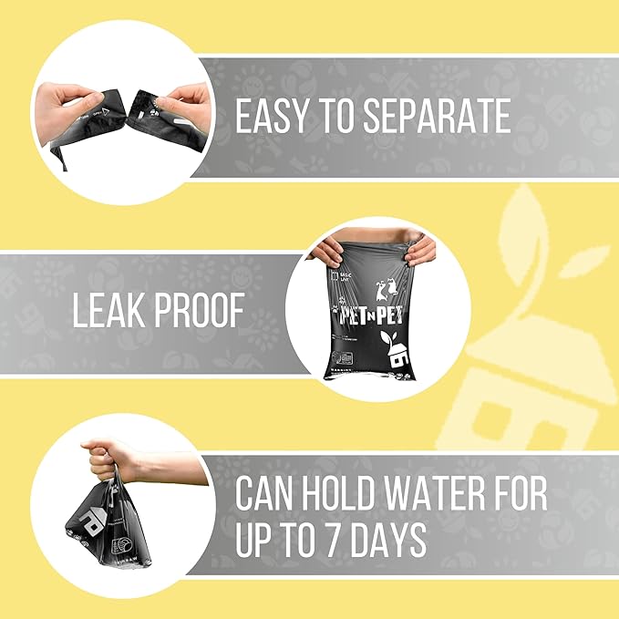Pet N Pet 1080 Counts Black Poop Bags for Dogs, 41% Plant Based & 59% PE Extra Thick Dog Poop Bags Rolls, 9" x 13", Unscented Pet Waste Bag