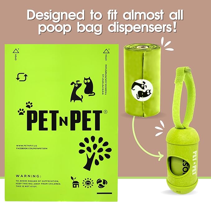 Pet N Pet Poop Bags For Dogs, 120 Counts Plant Based Dog Poop Bags Rolls, Thick Doggie Poo Bag, 100% Leak-proof, Easy to Use Pet Waste Bag