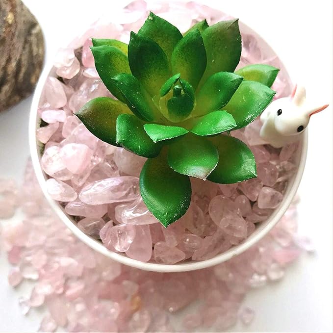 WAYBER 2 Lbs/920g Natural Pink Quartz Crystal Stones Irregular Aquarium Pebbles Rock Sands for Turtle Tank/Succulent Plants/Vase Decoration (Fill 2 Cups)