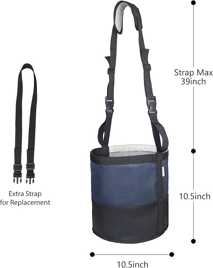 Heavy-Duty Horse Feed Bags - with Adjustable Strap, Comfort Neck & Nose Pads, and Double Waterproof Bottom Mesh (2-Pack) (Blue+Blue)