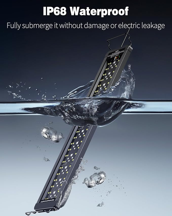 Pawfly 26 W Aquarium LED Light for 24" to 30" Tanks 24/7 Extendable Fish Tank Lights with Full Spectrum IP68 Waterproof Lights with D/N Mode Single Color Effects Timer and Adjustable Brightness