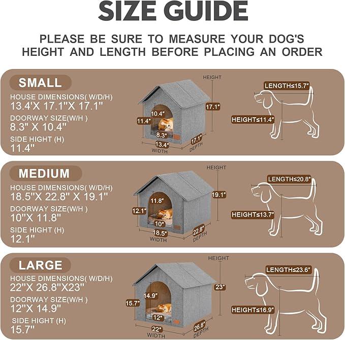 Indoor Dog House with Washable Plush Cushion - Medium Size, Suitable for Dogs & Cats