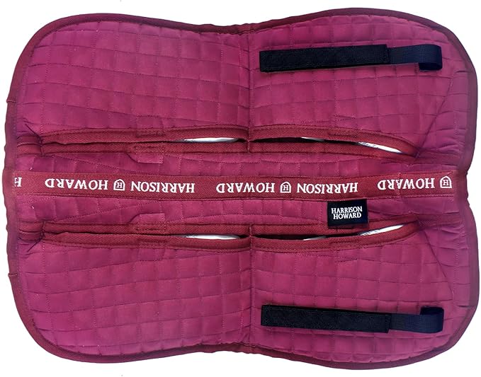 Harrison Howard Correction Half Pad with 4 Pockets and Foam Inserts with Differentiated Thickness Adjustable Horse Riding Pad with Added Cushioning and Comfort