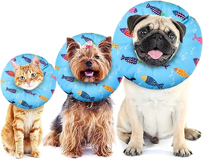 Cat Cone Collar Soft Cute Adjustable Cat Donut Recovery Collar Elizabethan Cats Cones to Stop Licking Comfortable Anti-Bite Neck Cone for Pet Kittens After Surgery