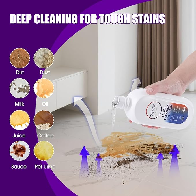 Floor Cleaning Solution Compatible with Tineco iFLOOR Series, All Robot Vacuums & Wireless Wet-Dry Mops, 4 Bottle Floor Cleaner Refill, Lavender Scent