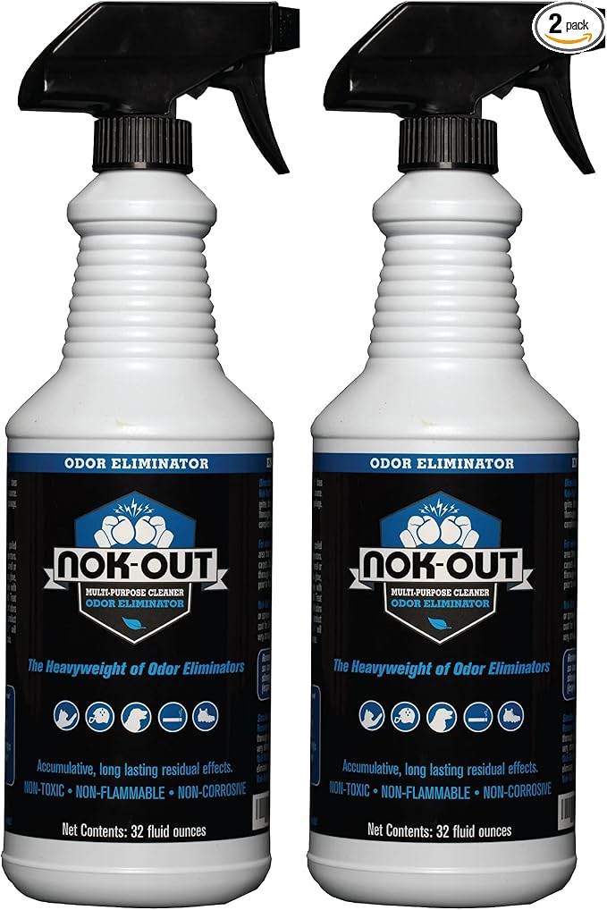 NOK OUT Odor Remover, Pet Deodorizer and Cleaning Spray, Made in the USA, 32 Fluid Ounce Spray, 2-Pack