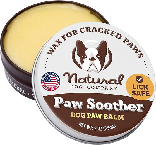 Natural Dog Company Paw Soother Balm - Soothing Cream for Dog Paws, Paw Care for Dogs, Healing Balm for Paws, Dog Paw Balm for Hot Pavement, Organic Shea Butter, Coconut Oil, Lick Safe 2 oz Tin