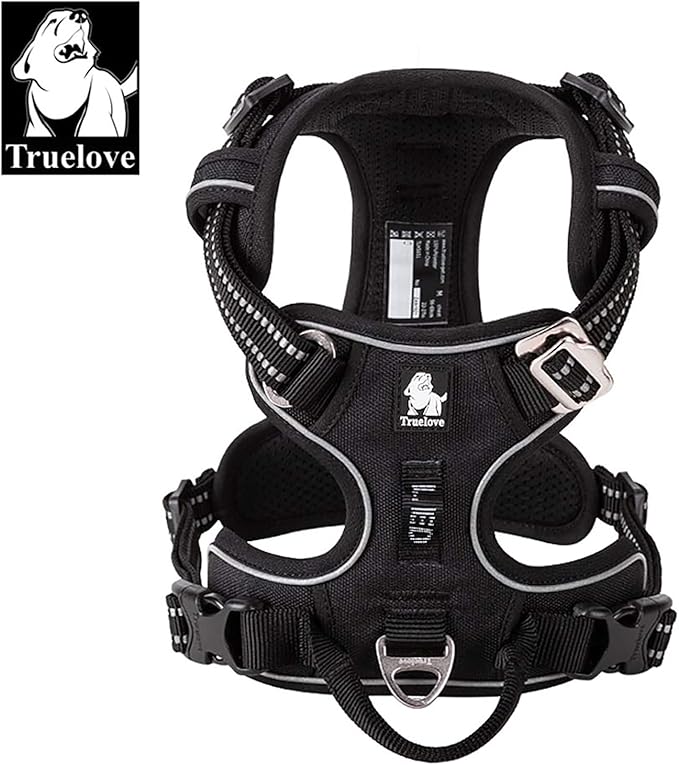 TRUE LOVE Dog Harness No Pull Nylon Reflective Pet Harness Adjustable Comfortable Control Step-in Brilliant Colors Truelove TLH56512 XL Black