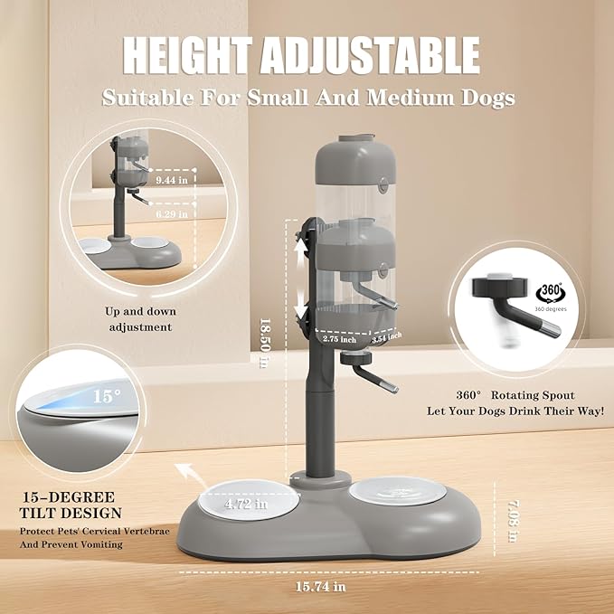 Puppy Bowls for Small Dogs,3 in 1 Bowl Set with Puppy Water Bottle and 2 Food Grade Ceramic Bowls,15°Tilted Dog Food and Water Bowl Set for Cats,Rabbits,Ferrets,Small Sized Dogs