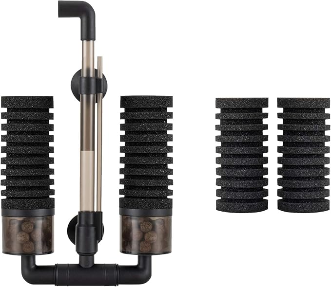 hygger Aquarium Double Sponge Filter, Comes with 2 Spare Sponges (S)