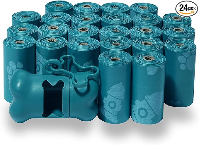 Best Pet Supplies Dog Poop Bags (360 Bags) for Waste Refuse Cleanup, Doggy Roll Replacements for Outdoor Puppy Walking and Travel, Leak Proof and Tear Resistant, Thick Plastic - Turquoise