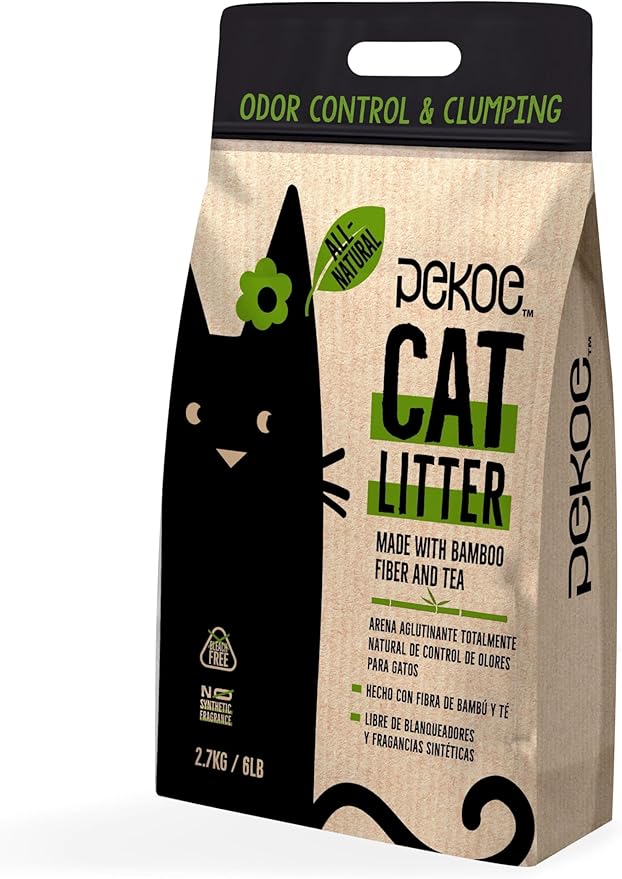 PeKoe All-Natural Odor Control & Clumping Cat Litter with Bamboo and Tea, 6-lb Bag (Pack of 1)
