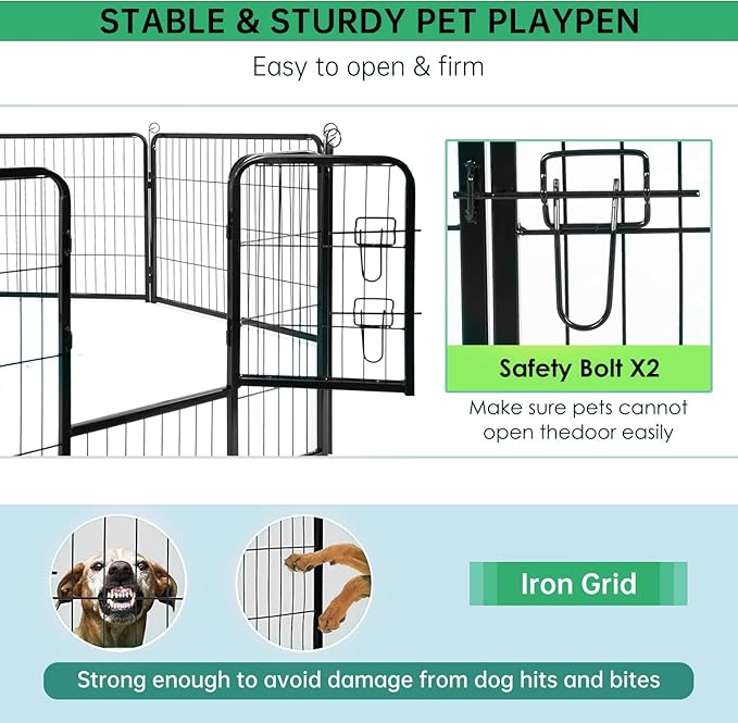 BestPet Dog Playpen Indoor 40 inch 16 Panels Metal Dog Pen Pet Dog Fence Outdoor Exercise Pen with Doors,Pet Puppy Playpen for RV Camping Yard, Black