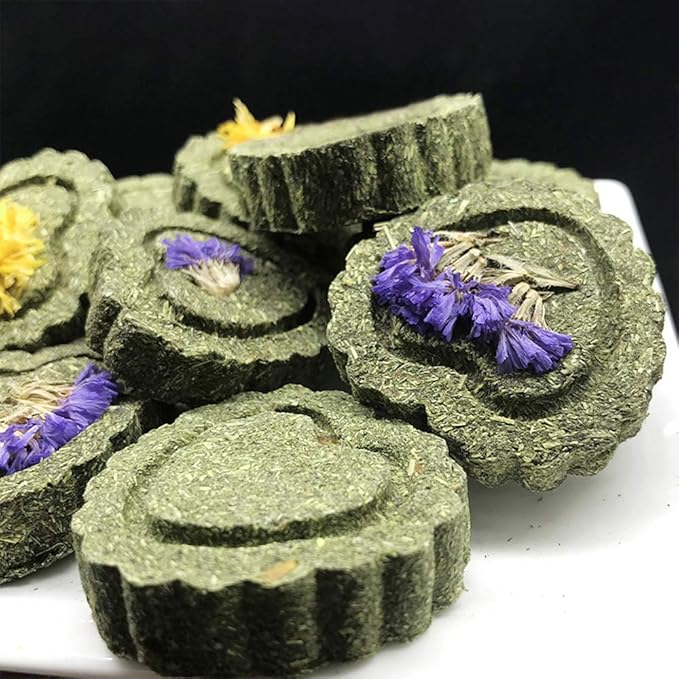 Bunny Chew Toys for Teeth, Natural Pet Chew Toy Hand Made Timothy Hay Cakes for Chinchilla Guinea Pig Hamsters Holland Lop Prairie Dogs Squirrels Gerbils Rabbit Chewing & Molar Teeth, 9.5oz