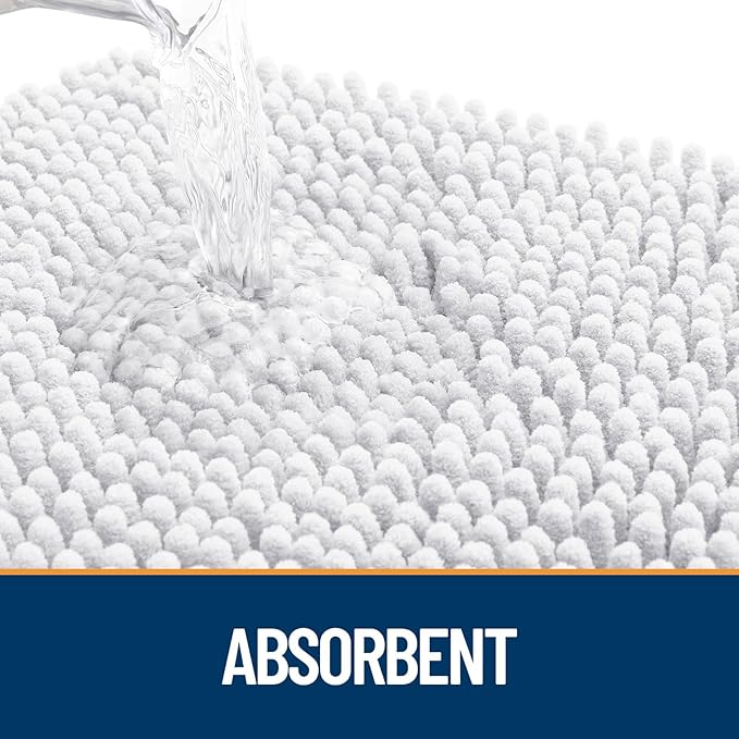 OLANLY Dog Door Mat for Muddy Paws 59x35, Absorbs Moisture and Dirt, Absorbent Non-Slip Washable Doormat, Quick Dry Chenille Mud Mat for Dogs, Entry Indoor Entryway Carpet for Inside Floor, White