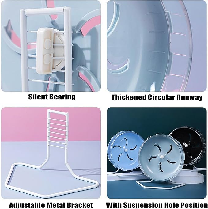 GKYZBB Hamster Wheel, 8.5 inch Silent Hamster Exercise Running Wheel with Stand,Pet Small Animals Exercise Running Toys,Adjustable Quiet Spinner for Guinea Pigs, Sugar Gliders, Gerbils