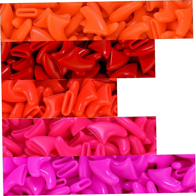 zetpo 100 pcs Cat Nail Caps | Cat Claw Covers | with Adhesives and Applicators (S, Orange, Red, Neon Red, Bright Pink, Rose)
