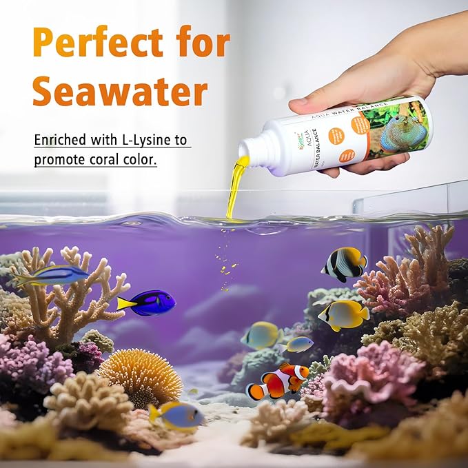 hygger Aqua Water Balance for Freshwater Saltwater, Aquarium Fish Tank Plant Coral Stabilizes Water Quality with Essential Vitamins Amino Acids Electrolyte Water Conditioner, 500 ML