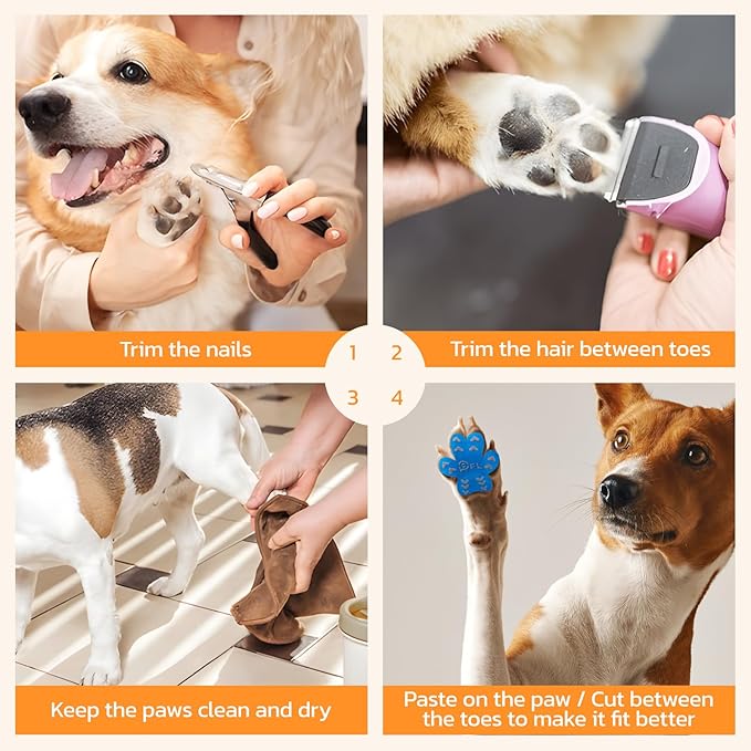 Non-Slip Paw Protector Pads for Senior Dogs, Anti-Slip Rubber Traction Stickers, Protect Dogs' Paws on Hardwood Floor, Blue, 48pcs, M (11-20lbs)